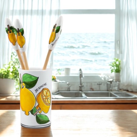 Set utensili da cucina limoni ceramiche artigianali siciliane de simone Set utensili da cucina limoni ceramiche artigianali siciliane de simone
